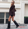 Women Fall Vintage Elegant Blazer Lapel Cinched-Waist Brown Blazer Autumn High Street Commute Lady Suit