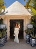 White Lace Patchwork Long Dress Women's Pleated Ruffle Sleeve Off shoulder bodycon See Through Vestidos Lady Party Gowns