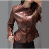 Women's Crocodile Embossed Short Jacket Round Neck Long Sleeve Single Breasted Coat Vintage Y2K Streetwear Autumn Casual Outfit