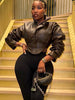 High Street PU Jacket Woman Zip Button Turtleneck Full Sleeve Navel Exposed Girls Motorcycle Style Classic Clothing