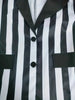 Casual Black and White Striped Print Vintage Blazers Women Fall Clothes Coat Notched Collar Single Breasted Outerwears