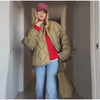 Solid Women's Cotton Coats O-Neck Full Sleeve Loose Zippers Lady Thicken Padded Coat Winter Casual Female Jackets