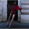 Color Block Cropped Anorak Jacket Women Stand Collar Half Zip Kangaroo Pocket Long Sleeve Jackets Autumn Casual Chic Coat