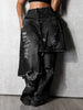 Women's Patchwork Asymmetric Jeans High Street Holes Wide Leg Vintage Casual Streetwear Denim Trousers
