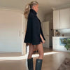 Elegant Women Cropped Cape Coat Stand Collar Epaulet Double Breasted Cloak Jacket Fall Winter British Style Daily Commute Outfit