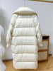 Women White Duck Down Long Jacket Autumn Winter Warm Casual Over Size Loose Outwear Soft Comfortable Coat