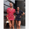 Women White Floral Print Puff Sleeve Blazer Collar Peplum Mermaid Midi Dress Elegant Casual Gown Bridesmaid Wedding Sundress
