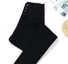 Button Fly Jeans High Waist Front for Women Tummy Control Stretch Denim Black Petite XS - 4XL Dress Pants With Pocket