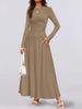Autumn Women Long Sleeve Maxi Dress Comfortable Fit Ruched Detail Multi Color for Casual Everyday Wear