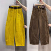 Large Size 4XL Autum Winter Trousers Women Corduroy Straight Leg Pants Retro Ladies Loose Wide-leg Pantalons
