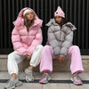 Solid Hooded Padded Jacket Women's Warm Long Sleeve Oversized Jacket Autumn Winter Lady High Street Outerwear