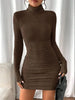 Women's High Neck Slim Fit Dress Pit Stripe Knitted Texture Design for Daily Life Spring Autumn