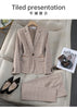 Khaki Blue Plaid Suits Women Spring Prfessional High End Casual Blazer And Pants Sets Office Lady Work Wear