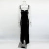 Black Lace Sheer Long Dress For Women Autumn Sexy Hollow Side Slit Maxi Dresses Party Club Bodycon Elegant Dress