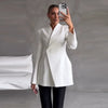 Elegant Solid Blazer Skirt Set Women Long Sleeve Button V-neck Blazer Lace See Through Long Skirts Spring Party Lady Suit