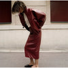 Chic Pu Leather Women's Jackets Skirts Suit Vintage Stand Collar Zipper Full Sleeve Outfits Female Autumn Lady Streetwears