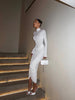 High Collar Long Sleeve Hip Wrap Women Maxi Dresses Solid Sheath Elegant Evening Party Outfits Bodycon Female