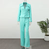 Solid Lapel Shirts 2 Piece Sets Women Chic Lapel Hollow Out Blazer Wrap Hip Slim Fit Mini Skirts Suits Lady Daily Wear