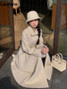 Winter Long Wool & Blends Coat for Women Chic Elegant Womans Clothing Skirted Woolen Overcoat