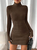 Women's High Neck Slim Fit Dress Pit Stripe Knitted Texture Design for Daily Life Spring Autumn