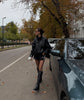 Solid Leather Moto Jacket For Women Winter Turtleneck Retro Coats Asymmetry Elegant Vintage PU Jackets