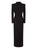 Women Black Single Button X-Long Elegant Blazer Lapel Long Sleeve Jacket Tide Autumn 31A0819