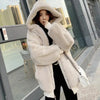 Korean Loose Thick Plush Coat For Women Winter Imitation Fur Rabbits Grass Coat Female Warm Zipper Jacket Hooded Parka Overcoat
