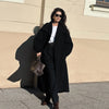 Women's Elegant Autumn Winter Overcoat Bat Sleeve Loose Solid Long Jacket Stand Collar Outwears Female Streetwears