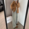 Double Zipper Turn-Down Collar Knitted Cardigan coat for women chic Thickened Loose lapel sweater jackets 26D5571