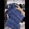 Women Jeans Spring Autumn Korean Wild Elastic Waist Straight Denim Pants Female Trousers Female