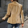 Elegant Velvet Blazer for Women Single Button Lapel Female Blazer Jacket Slim Fit Office Lady Outerwear Coat Spring Autumn Women
