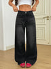 Wide Leg Distressed Straight Jeans for Women Elastic Casual Bootcut Denim Pants Ladies Jeans