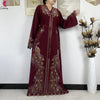 African Clothes Women Dashiki Dress Chiffon Abaya Long Sleeves Dress Islamic Casual Clothing Women Diamond Muslim Long Dress
