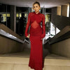 Mesh Hollow Slim Party Sexy Dresses Elegant Pleated Bodycon Maxi Long Dress Women Autumn Winter Dress Vestidos