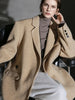 Herringbone Right Angled Shoulder Wool Blazer Coat Women, Ladies Autumn Winter Jacket