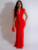 Elegant Ruched Bodycon Maxi Dresses for Women Birthday Night Party Evening Prom Deep V-neck Sheath Celebrity Formal Long Dress