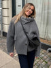Elegant Stand Collar Woolen Jacket For Women Y2k Single Breasted Button Casual Coat Lady Autumn Winter Street Chic Outwear