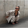 Women Solid Zip Up Two Piece Set High Neck Loose Jacket Wide Leg Track Pants Spring Autumn Casaual Hip Hop Outfit