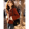 Wool Coat for Women Winter Korean Retro Lace Splicing Lamb Wool Button Pockets Thickened Warm Female Coat MXB43W0720