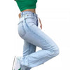 selling women's light blue slim fit high waist stretch casual versatile straight jeans for women