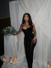 Women Black Velvet Sheer Maxi Dress Sexy Chic Mesh Patchwork Off-shoulder Waist Cinching Slim Maxi Dresses Club Party Gowns
