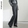 Wool Blend Flare Pants Women Winter Thick Warm Trousers High Waist Office Lady Casual Pants 144K57322