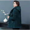 2026New Autumn Winter With Velvet Cotton-padded Jacket Women Mid-Aged Mother Hooded Floral Plus Velvet Warm Parkas Coat Female