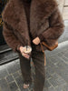 Solid Brown Fluffy Fur Jacket Women's Casual Lapel Loose Long Sleeves Thicken Warm Short Coat Winter Lady Commute Wear