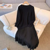 Women Loose Irregular Knit Maxi Dress Autumn Winter Ladies Splicing Together Vestidos Female Fake Two Pieces Long Dresses