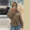 Chic Plaid Loose Women's Autumn Coats Belts Double-Breasted Lace-Up Turn-Down Collar Full Sleeve Lady Jacket Female Outwear