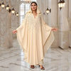 Eid Muslim Dress for Women Bat Sleeve Abaya Diamond Flower Party Dresses Kaftan Cardigan Chiffon Long Robe Lady