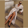 Women Oversized Lapel Woolen Long Coat Double Breasted Slim Waist Maxi Overcoat Elegant Autumn Winter Street Daily Outerwear