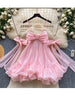 French Sweet Bow Camisole Mini Dress for Women Korean Version Pink Ruffle Edge Sexy A-line Dress T106