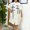 Loose Shirt Dress Lapel Single Breasted Half Sleeved Big Pocket Spliced midi Dresses Women Elegant Commuter Shirt